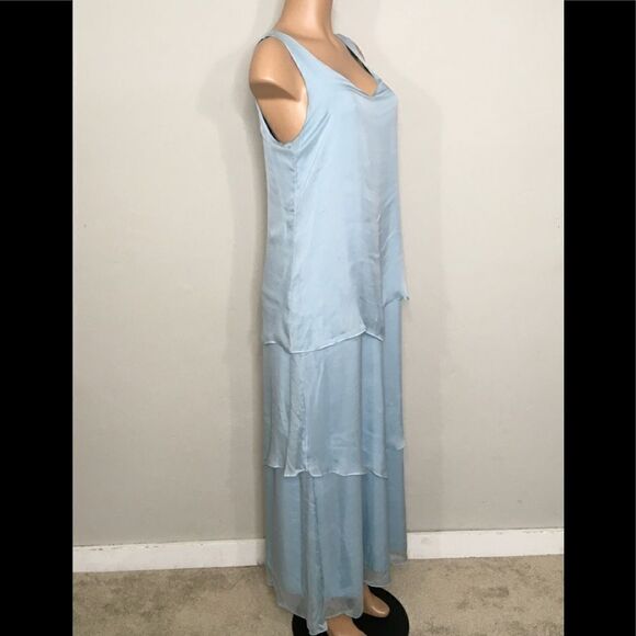 Soft Surroundings silk blue tiered maxi dress. Stretchy. New - Picture 5 of 8